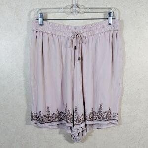 04115 Maeve for Urban Outfitters blush pink lined sheer beaded shorts M